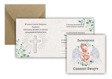 Zaproszenia na CHRZEST ŚWIĘTY 10 sztuk + koperta