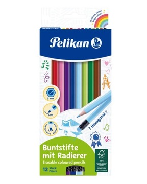 Kredki Pelikan ołówkowe wymazywalne 12 szt.