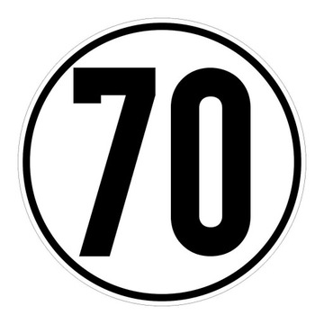 NAKLEJKA OGRANICZENIE PRĘDKOŚCI 70km ZNAK śr20 cm