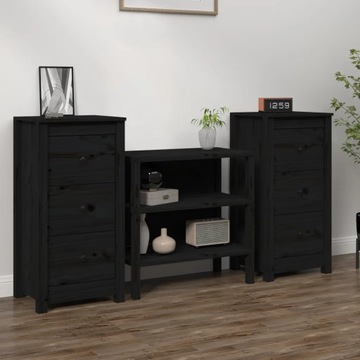 vidaXL Komody, 2 szt., czarne, 40x35x80 cm, lite drewno sosnowe, 813748