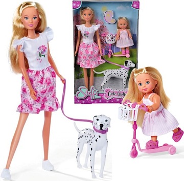 LALKA STEFFI I EVI NA SPACERZE Z PSAMI CUTE WALK