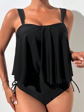 SHEIN CZARNY DWUCZĘŚCIOWY STRÓJ KĄPIELOWY TANKINI XL 82320