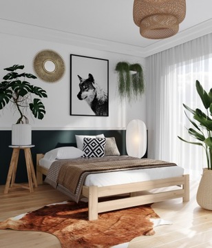 Łóżko podwójne drewniane PW Dakota 160x200 bezbarwny Z MATERACEM PROMOCJA!