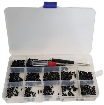 Zestaw śrubek i nakrętek czarnych M3 i M2 M2.5 550szt