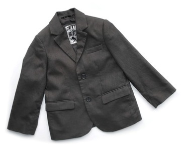 H&M 4-5 110 SZARA LEN KLASYCZNA MATOWA MARYNARKA CHŁOPIĘCA STYLOWA CASUAL