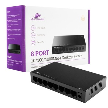 SWITCH 8 portowy GIGABIT przełącznik sieciowy LAN Spacetronik SP-SG108