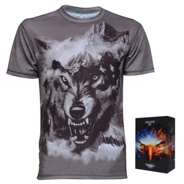 T-shirt Koszulka Termoaktywna Coolmax Wilk Szary - 3XL