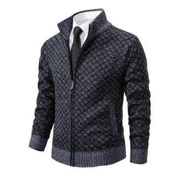 Sweter męski ciepły stójka półgolf rozsuwany kurtki, płaszcze męskie