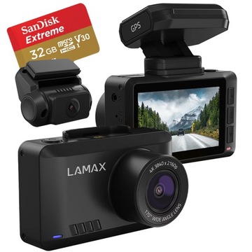 Wideorejestrator Lamax T10 + Tylna kamera + Karta pamięci Sandisk Extreme