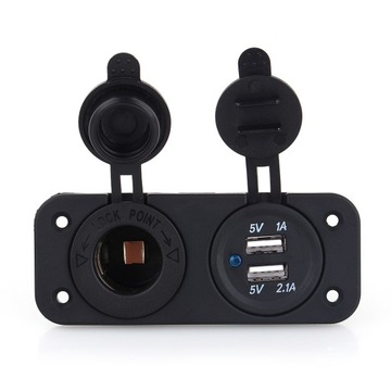 ŁADOWARKA USB 5V 2.1A/1A GNIAZDO HERMETYCZNE 12V