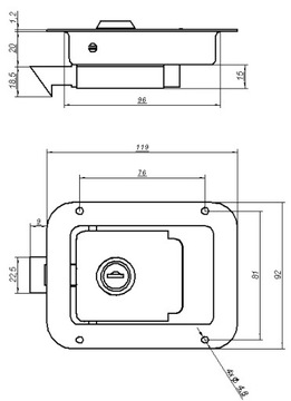 Ручка замка, закрывающая дверную коробку контейнера
