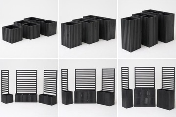 Большой деревянный садовый горшок высокий 140 см, вставка 3x18L Терраса садовый балкон