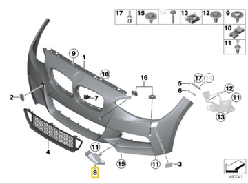 DRŽÁKY NÁRAZNÍKU PRAVÉ SPODNÍ BMW F20 M-PAKET 8066758 NOVÉ OE