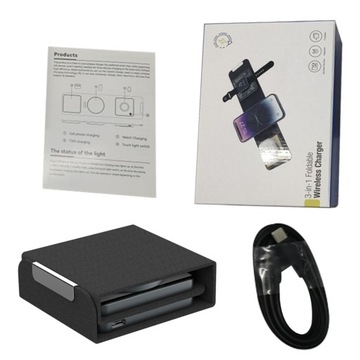 СКЛАДНОЕ БЕСПРОВОДНОЕ ИНДУКЦИОННОЕ ЗАРЯДНОЕ УСТРОЙСТВО 3В1 ДЛЯ APPLE TRAVEL CHARGER