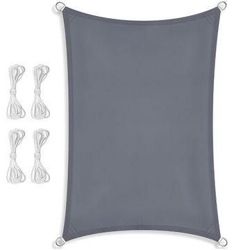 СОЛНЕЧНЫЙ ПАРУС, ВОДОНЕПРОНИЦАЕМЫЙ, САДОВАЯ ТЕНЬ, ПРЯМОУГОЛЬНИК, 3x2, СЕРЫЙ