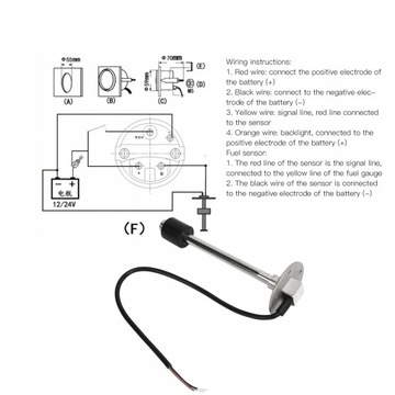 Комплект датчика топлива с указателем уровня топлива, точность измерения 52 мм, M3