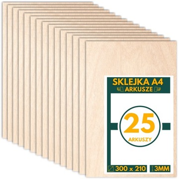 SKLEJKA 3MM DO LASERA KLASA 1 / 2 FORMATKA A4 25 SZTUK