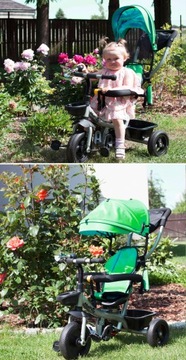 ТРЕХКОЛЕСНЫЙ ВЕЛОСИПЕД 360 ПОВОРОТНЫЙ СКЛАДНОЙ СУМКА-КОЗЫРОК КОРЗИНЫ 3 В 1 ДЛЯ ДЕТЕЙ