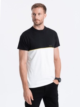 T-shirt męski bawełniany dwukolorowy czarno-biały V2 S1619 M