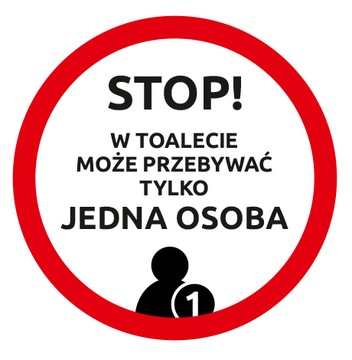 NAKLEJKA NA SZYBĘ 20 cm TOALETA - 1 OSOBA SZKOŁA