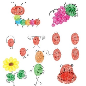 НАБОР ПАЛЬЧИЧНЫХ РИСОВАНИЙ КНИГА АЛЬБОМ КРАСКИ КАРТОЧКИ ДЛЯ РАСКРАСОК 60 ИЗОБРАЖЕНИЙ