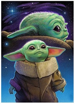 MALOWANIE PO NUMERACH BABY YODA OBRAZ Z RAMĄ 40x50