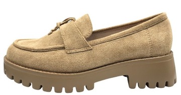 PÓŁBUT MOKASYN BEIGE ZAMSZOWY GOODIN PLATFORMA XR358 37