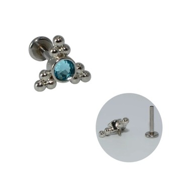 1pc Steel Snow Opal CZ Gem Cluster Labret Monore Lip Bar Ear Tragus Helix C