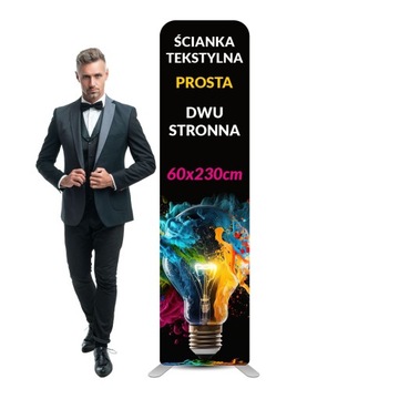 Ścianka Reklamowa Tekstylna 60x230 Nadruk Projekt dwustronna