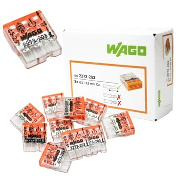 WAGO 2273-203 SZYBKOZŁĄCZKA 3x2,5 ZŁĄCZKA 10 SZT