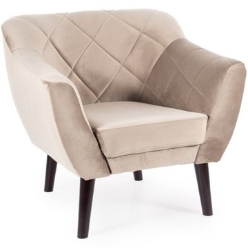 Fotel Karo Velvet Wenge Ciemny Beż do Salonu