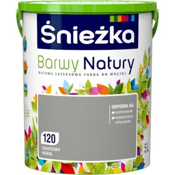 Farba do ścian Barwy Natury 5l 120 Grafitowy Mural