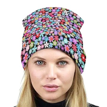 Stokrotka Czapka Zimowa Męska Beanie Wiosna Jesień Damska w Kwiaty