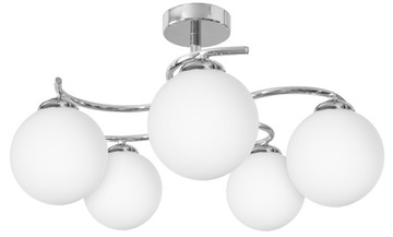 LAMPA WISZĄCA SUFITOWA ŻYRANDOL NOWOCZESNA CHROM SZKLANE BIAŁE KULE LED