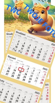 KALENDARZ TRÓJDZIELNY INDYWIDUALNY - 2025 rok Foto-kalendarz TWOJE ZDJĘCIA