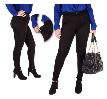 czarne SPODNIE DAMSKIE jeansy rurki PLUS SIZE 42