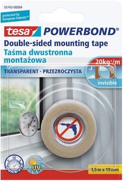 TESA 55743 TAŚMA MONTAŻOWA PRZEZROCZYSTA 2kg/10cm