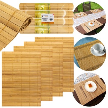 БАМБУКОВЫЕ КОВРИКИ ПОДКЛАДКА ДЛЯ СТОЛА ПОД ТАРЕЛКУ КОВРИКИ ДЛЯ СТОЛА 4 ШТ.