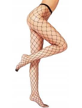 CALZEDONIA RAJSTOPY duża siatka KABARETKI FISHNET czarne 3/4 M/L