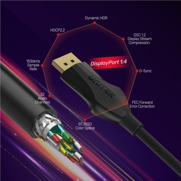 Кабель Unitek DisplayPort 1.4 8K, 60 Гц C1624BK-5M