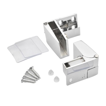 Glass Door Hinge Cabinet Display Zinc Alloy with Screws Clamp Side Silver