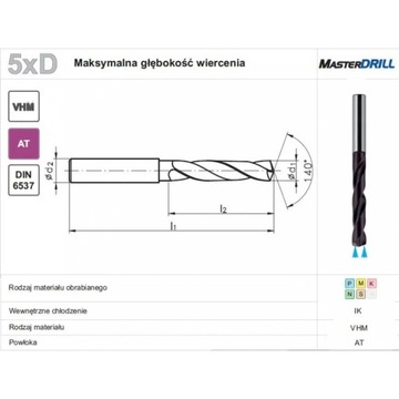 WIERTLO WEGLIK FI 8,50 61/103MM 5xD HA10 VHM AT IK MASTERDRILL** FANAR (