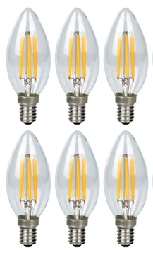 ŻARÓWKI LED FILAMENT E14 4W 2700K CIEPŁA BIEL 6SZT