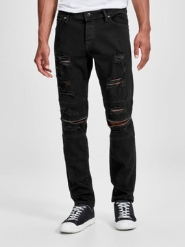 JACK&JONES CZARNE JEANSY DZIURY ZAMKI (31)