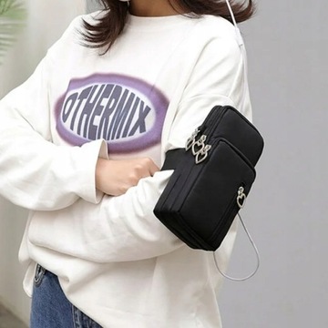 MINI TOREBKA NA RAMIĘ TELEFON PORTFEL KOPERTÓWKA CZARNA