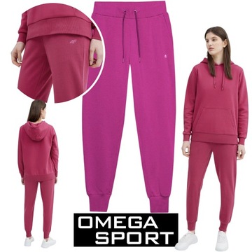 spodnie dresowe bawełniane joggery damskie 4f dresy sportowe wygodne r. l p