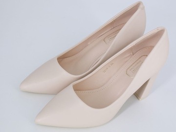 ТУФЛИ НА ВЫСОКОМ КАБЛУКЕ, КОЖАНЫЕ ТУФЛИ НА ВЫСОКОМ КАБЛУКЕ, БЕЖЕВЫЕ ЖЕНСКИЕ 39
