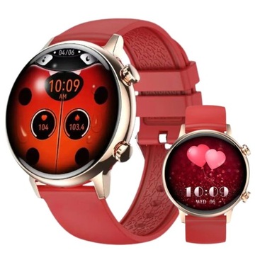 Smartwatch damski AMOLED POLSKIE MENU HK39 39mm czerwony