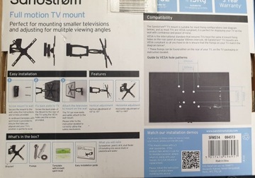 Настенное крепление для телевизора Sandstrom SFMS14 15 кг