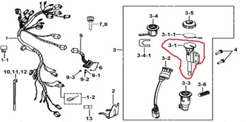 ZAMEK SYSTEM BLOKADY BLOKADA + 2x KLUCZYKI Quad ATV TGB AVENGER 400cc OEM!